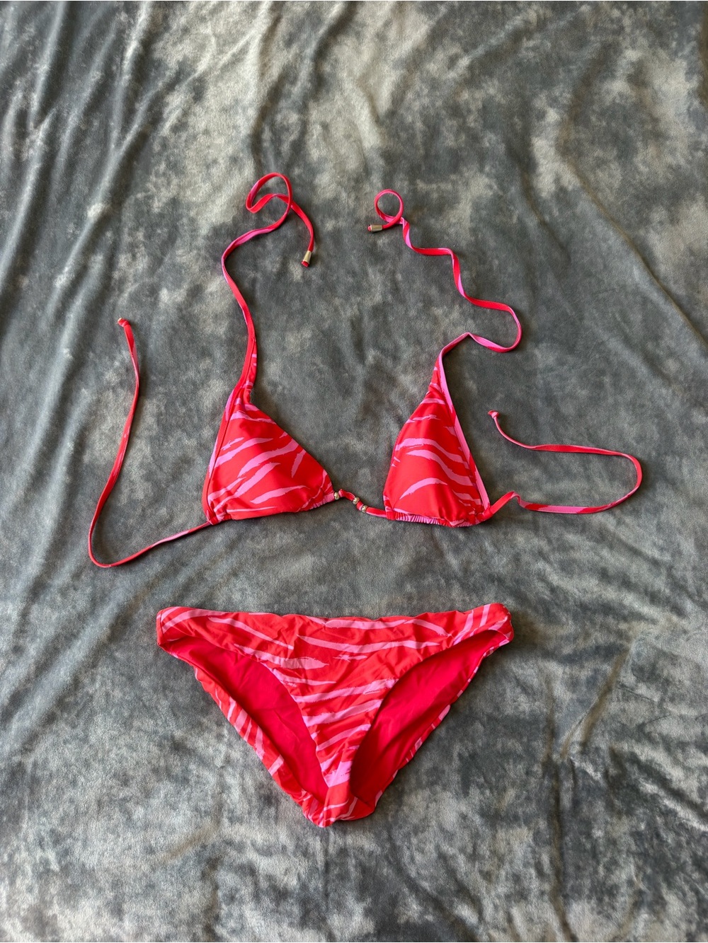 Red Zebra Stripe String Bikini Set